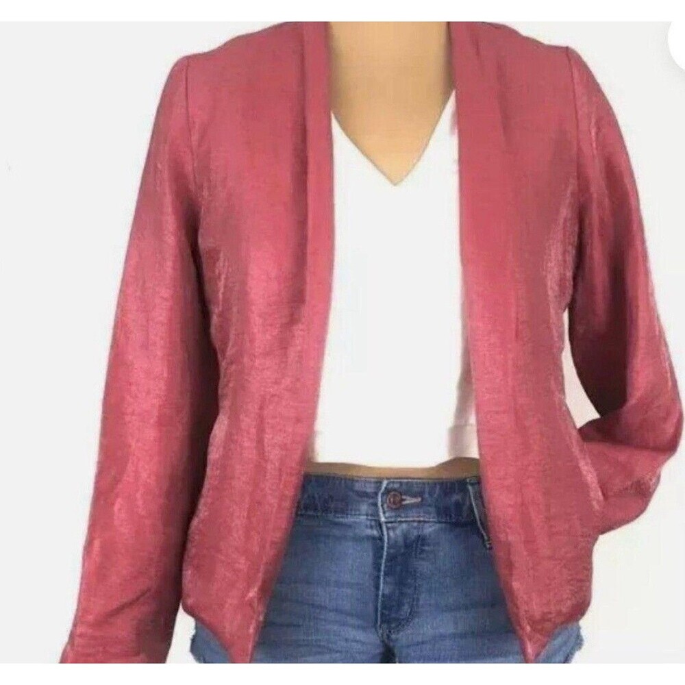 Eileen Fisher Jacket Women M Pink Silk Luxe Streetwear Shiny Chic Sustainable - Picture 3 of 10